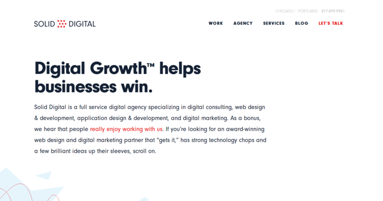 Home page of #5 Top Chicago Web Design Firm: Solid Digital