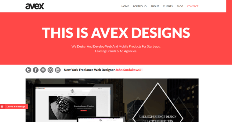 Home Page of Top Web Design Firms in New York: Avex
