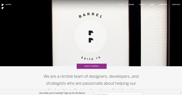 About Page of Top Web Design Firms in New York: Barrel