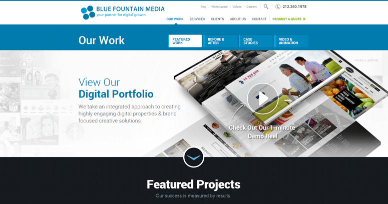 Folio Page of Top Web Design Firms in New York: Blue Fountain Media