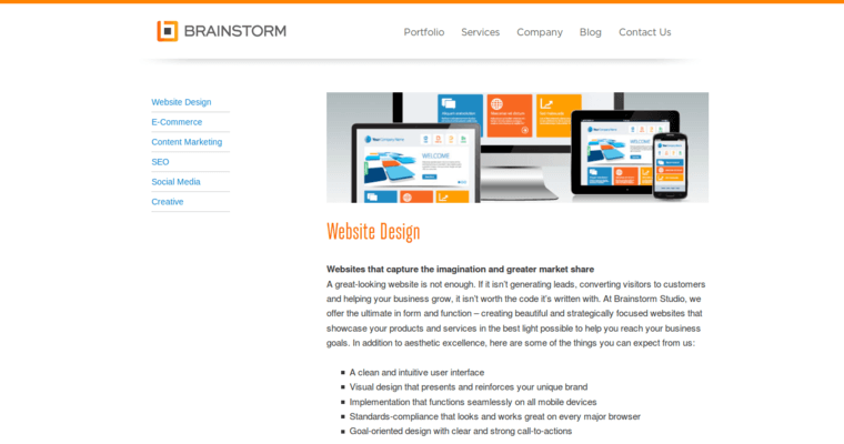 Service Page of Top Web Design Firms in New York: Brainstorm Studio
