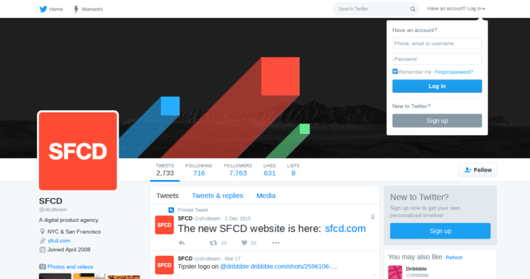 Twitter Page of Top Web Design Firms in New York: SFCD