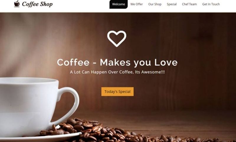 The modern coffee shop home page must match modern tastes