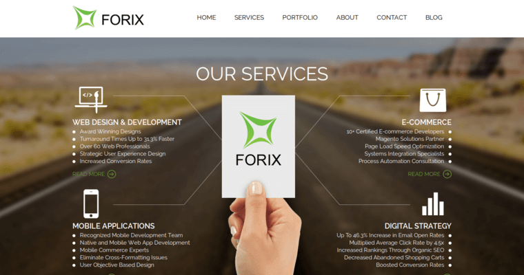 Service page of #2 Best Android App Agency: Forix Web Design