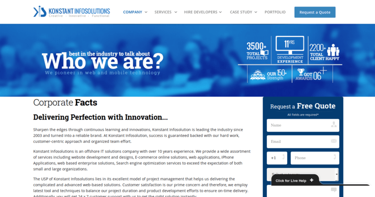 About page of #7 Leading App Company: Konstant Infosolutions