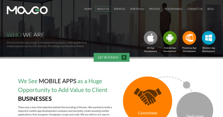 About page of #3 Best Wearable App Design Business: Moveo Apps