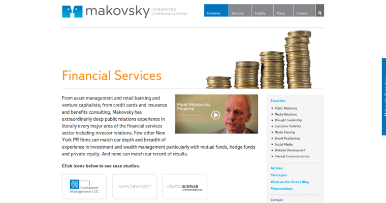 Service page of #8 Top Brand PR Firm: Makovsky