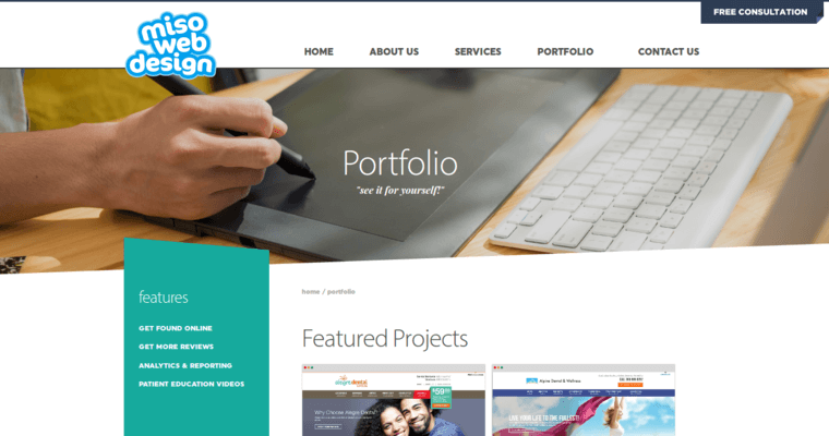 Folio page of #7 Top Dental Web Design Agency: Miso Web Design