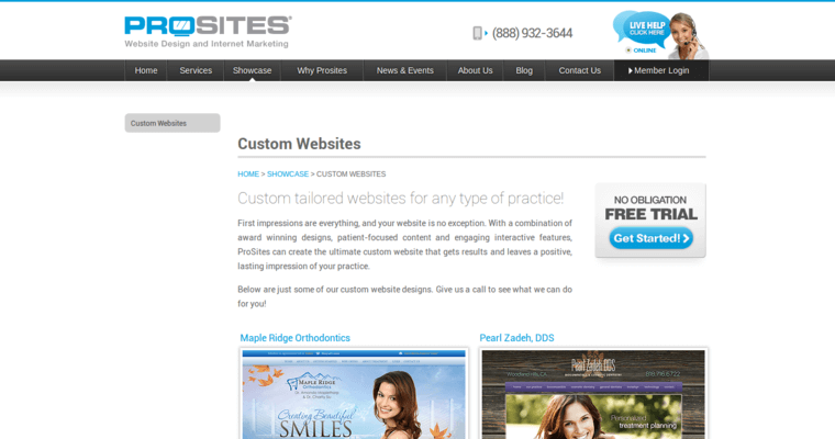 Websites page of #5 Best Dental Web Development Business: ProSites