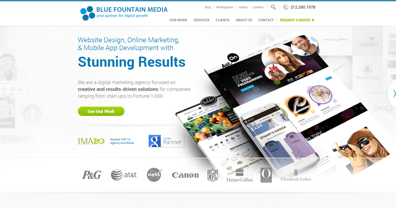 Home page of #1 Top Drupal Web Development Business: Blue Fountain Media