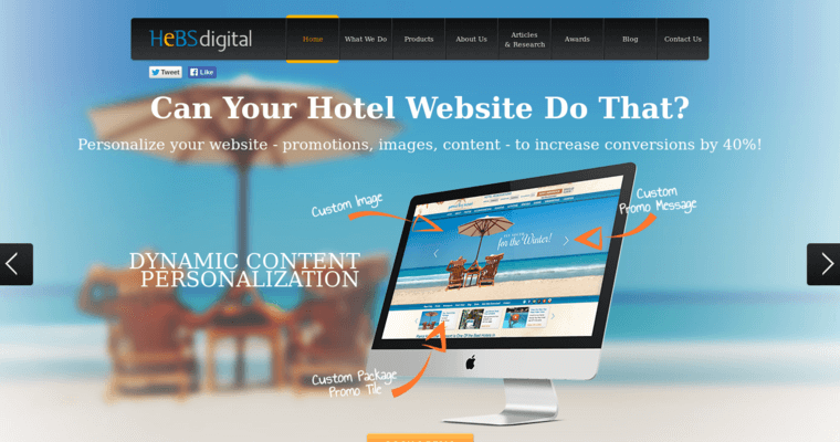 Home page of #10 Best Hotel Web Design Business: HeBS Digital