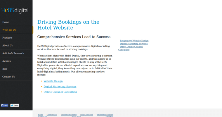 Service page of #10 Best Hotel Web Design Business: HeBS Digital