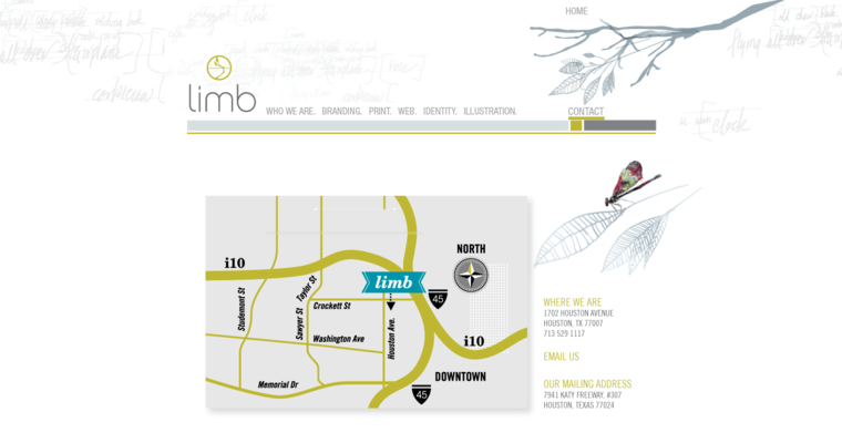 Contact page of #10 Leading Houston Web Development Business: Limb Design