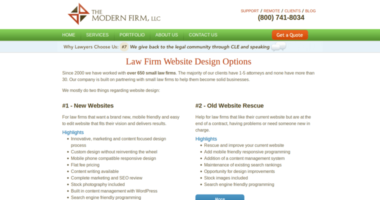 Service page of #6 Leading Law Web Design Agency: The Modern Firm