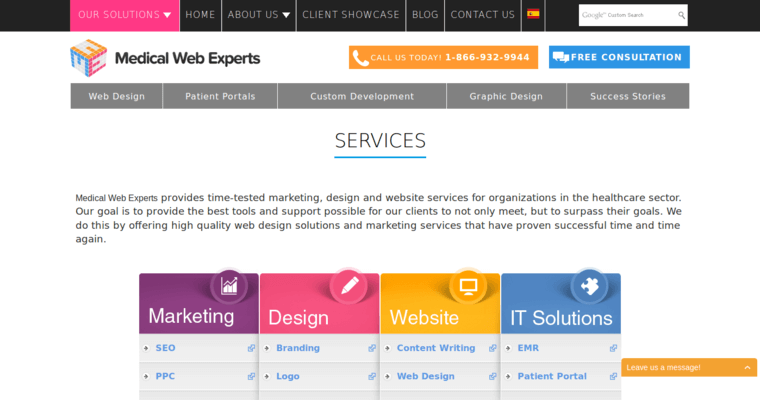 Service page of #10 Best Medical Web Design Company: Medical Web Experts