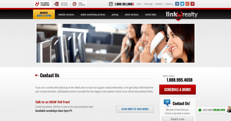 Contact page of #11 Top Real Estate Web Design Business: Linkurealty