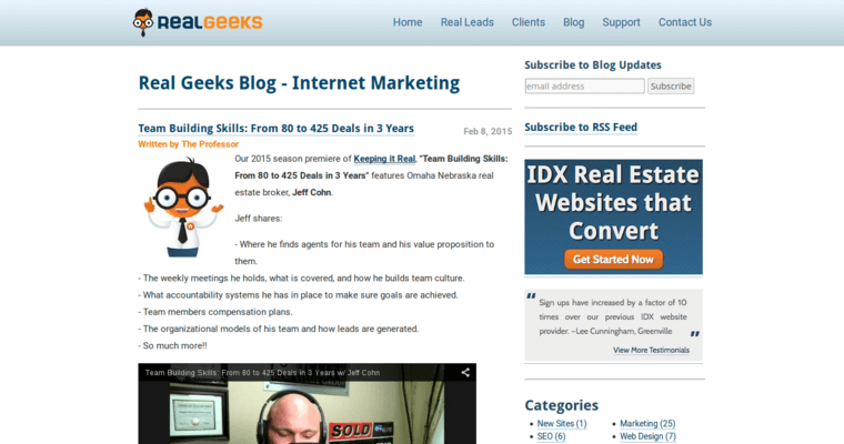 Blog page of #6 Best Real Estate Web Design Company: Real Geeks