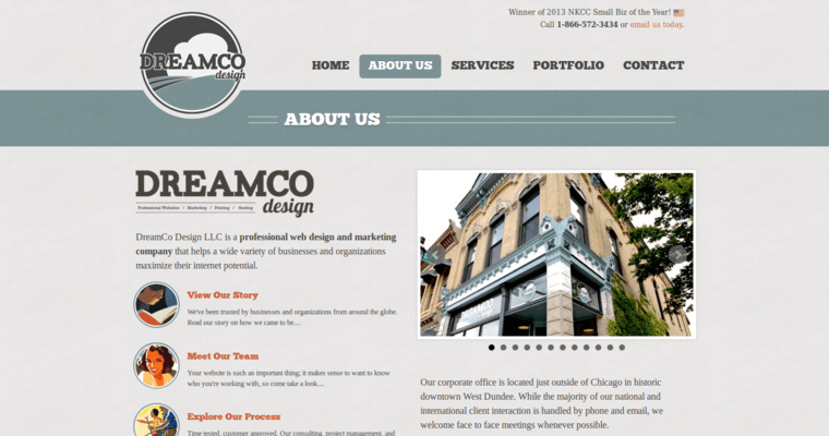 About page of #10 Top Restaurant Web Development Firm: DreamCo Design