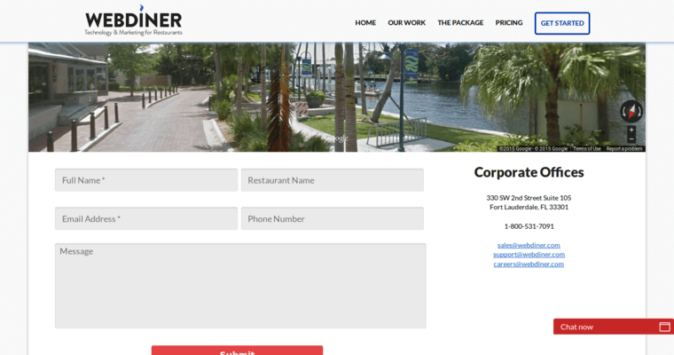 Contact page of #9 Best Restaurant Web Development Business: WebDiner