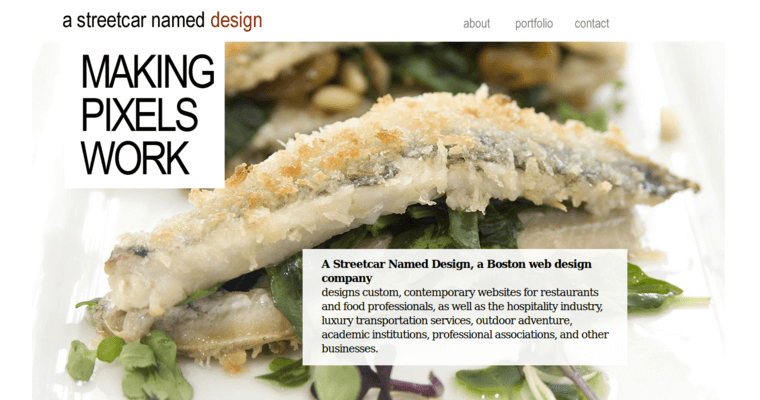 Home page of #10 Leading Restaurant Web Development Agency: A Streetcar Named Design