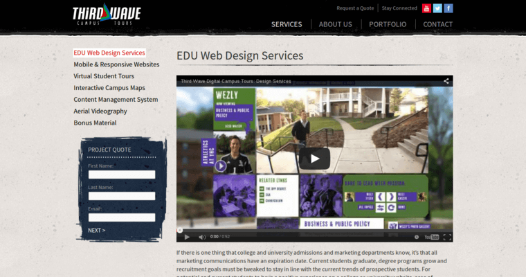 Service page of #10 Best School Agency: Third Wave Campus Tours