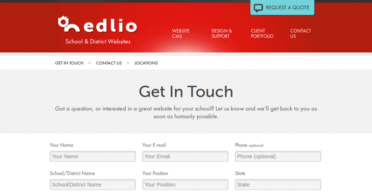 Contact page of #6 Top School Web Development Company: Edlio