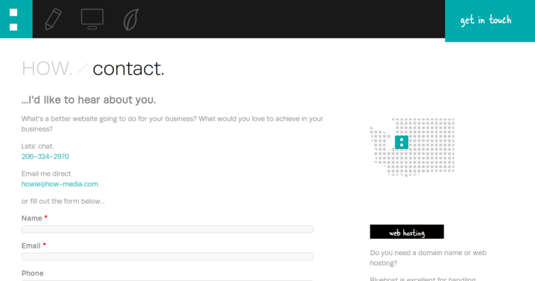 Contact page of #4 Best Seattle Web Design Firm: How Media