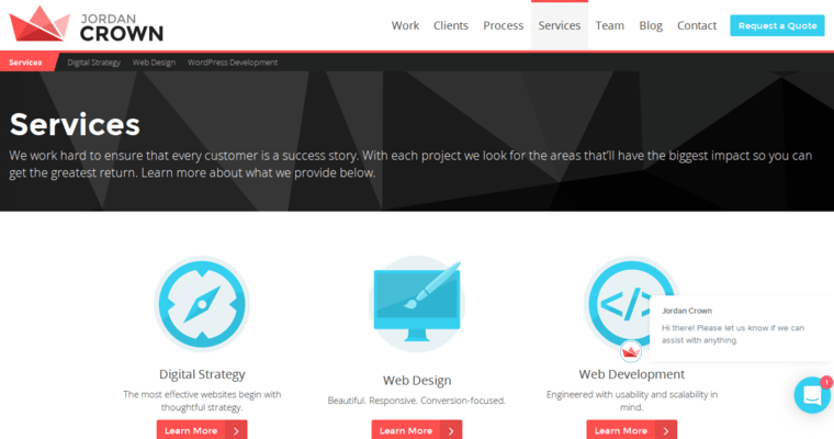 Service page of #10 Best Seattle Web Development Company: Jordan Crown