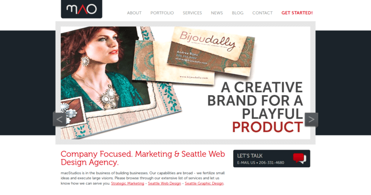 Home page of #8 Top Seattle Web Design Business: maoStudios