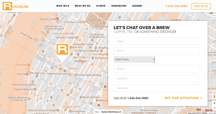 Contact page of #1 Top SEO Web Development Business: Ruckus Marketing