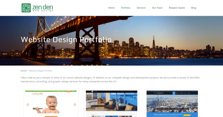 Folio page of #5 Best San Francisco Website Design Firm: Zen Den