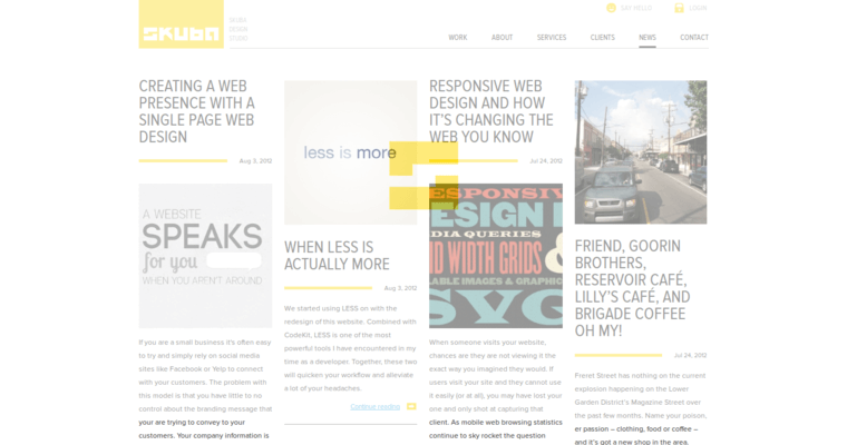News page of #4 Best Small Business Web Design Agency: Skuba Design
