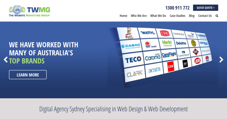 Home page of #8 Top Sydney Web Design Company: The Website Marketing Group 