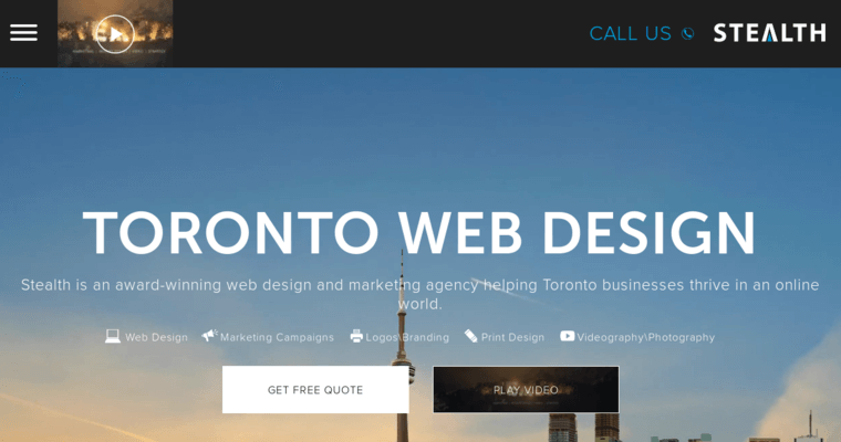 Home page of #10 Top Toronto Web Development Company: STEALTH 