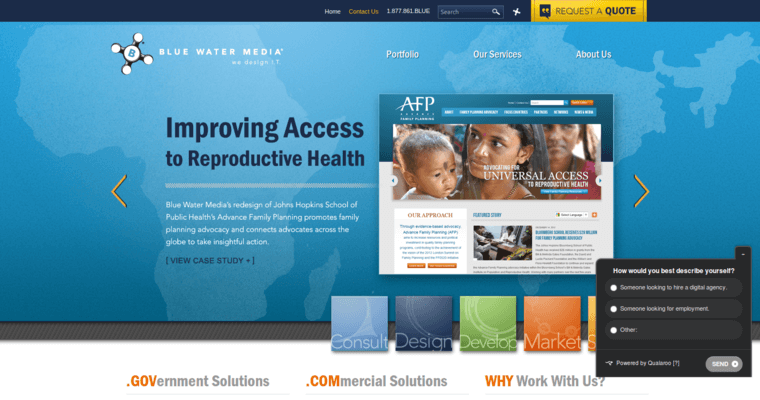 Home page of #7 Top DC Web Development Agency: Blue Water Media