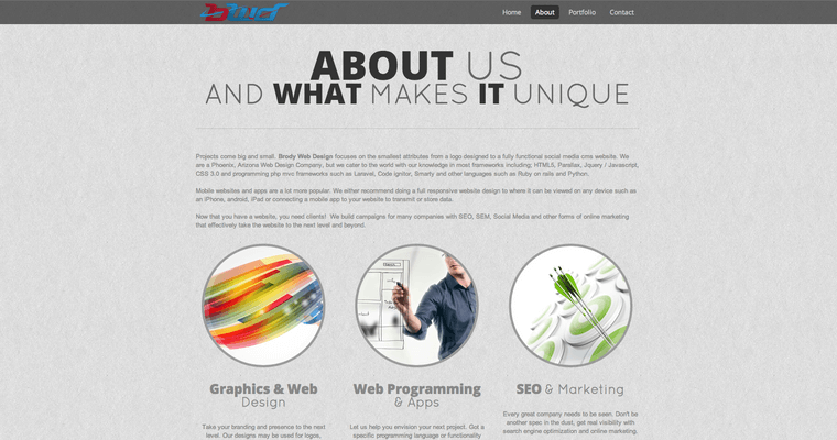 About Page of Top Web Design Firms in Arizona: Brody Web Design