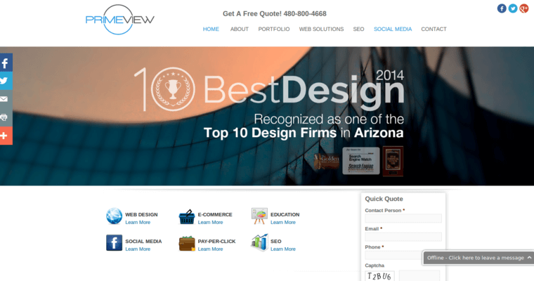 Home Page of Top Web Design Firms in Arizona: PrimeView