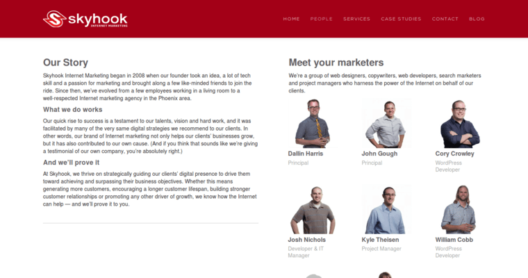 About Page of Top Web Design Firms in Arizona: Skyhook