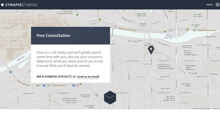 Contact Page of Top Web Design Firms in Arizona: Synapse Studios