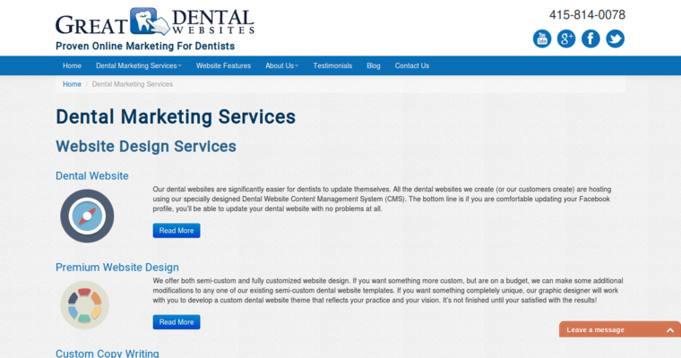 Service Page of Top Web Design Firms in Colorado: Great Dental Websites