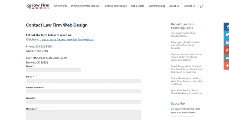 Contact Page of Top Web Design Firms in Colorado: Law Firm Web Design