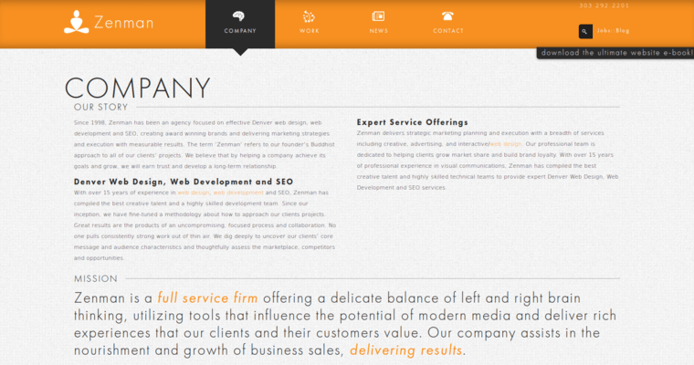 Company Page of Top Web Design Firms in Colorado: Zenman
