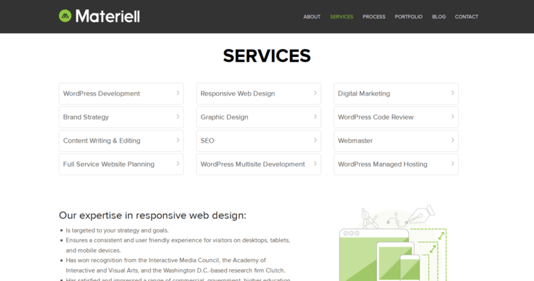 Service Page of Top Web Design Firms in Virginia: Materiell