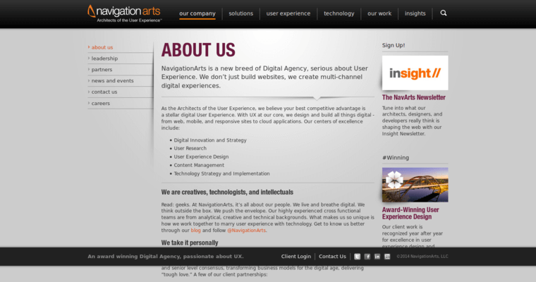 About Page of Top Web Design Firms in Virginia: Navigation Arts